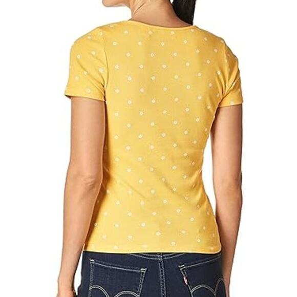 Levi's Daisy Floral Print Short Sleeve Ribbed Knit Baby T-Shirt Junior's Med Y2K - Picture 3 of 7